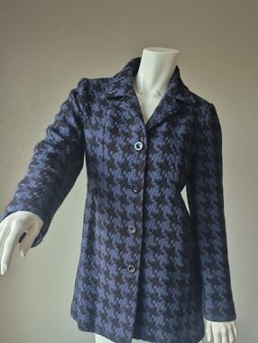 Axcess Navy and Black Houndstooth Pea Coat